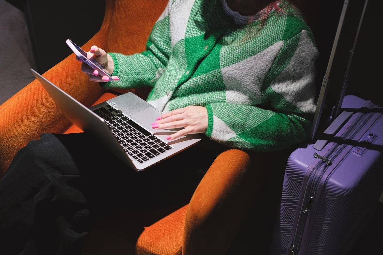 Hotel lobby, suitcase at your side: fine for browsing on Wi-Fi. For the bank, switch to mobile data.
